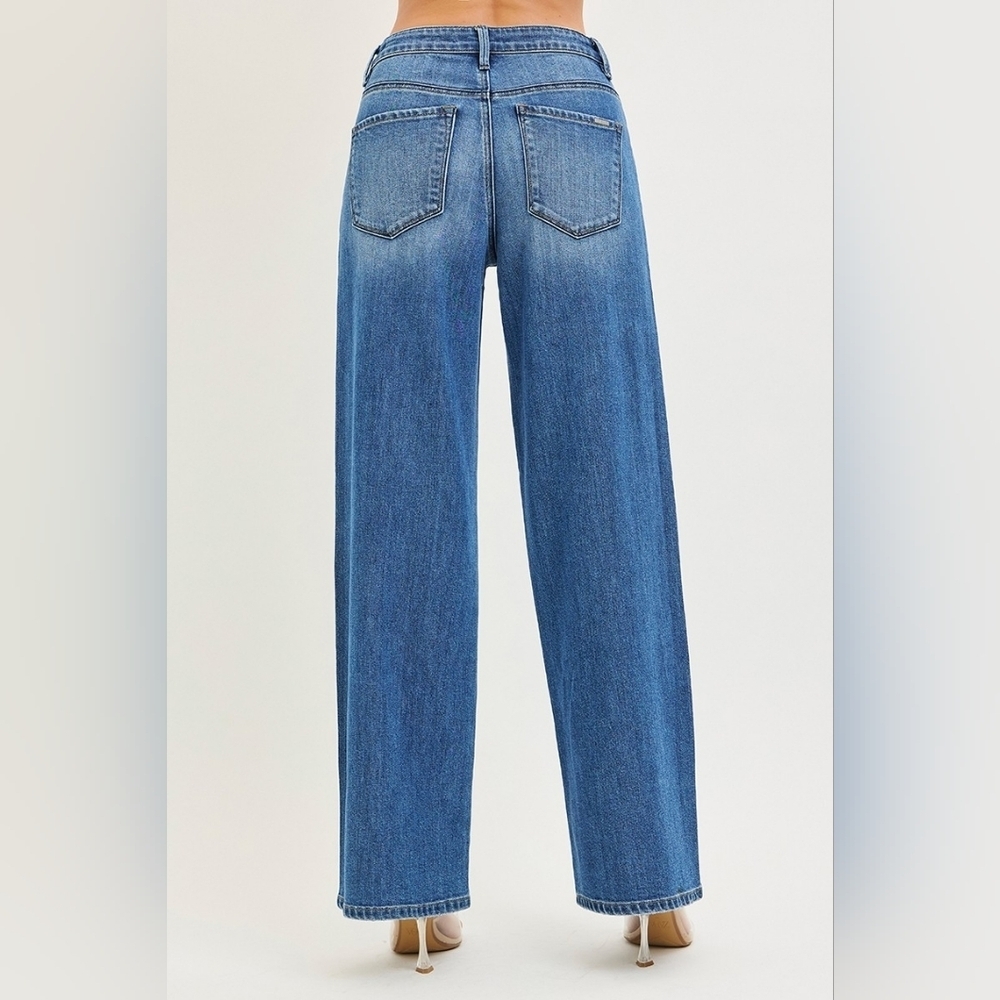 RISEN High Rise Medium Wash Slouchy Baggy Jeans Wide Leg Relaxed Various NEW - Picture 12 of 17